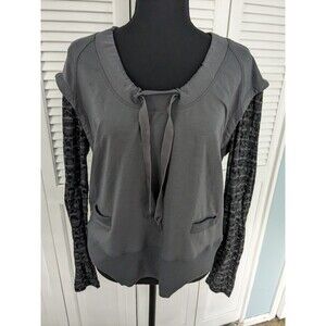 Lole Women's sz M Mixed Media Cotton Modal Grey Sweatshirt Pullover Burnout